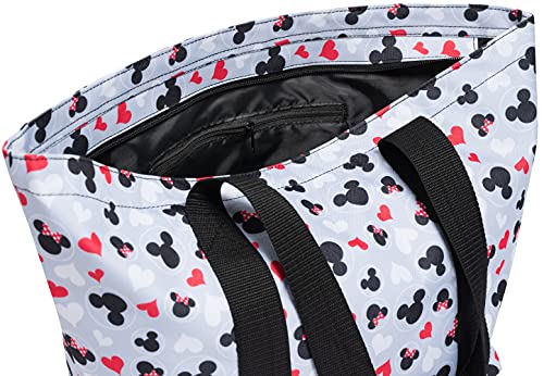 Disney Tote Mickey & Minnie Mouse Icon Print Zipper Travel Bag (Grey)