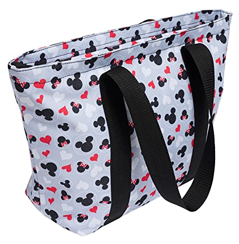 Disney Tote Mickey & Minnie Mouse Icon Print Zipper Travel Bag (Grey)