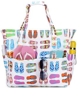 waterproof beach tote pool bags for women ladies extra large gym tote carry on bag with wet compartment for weekender travel (slipper)