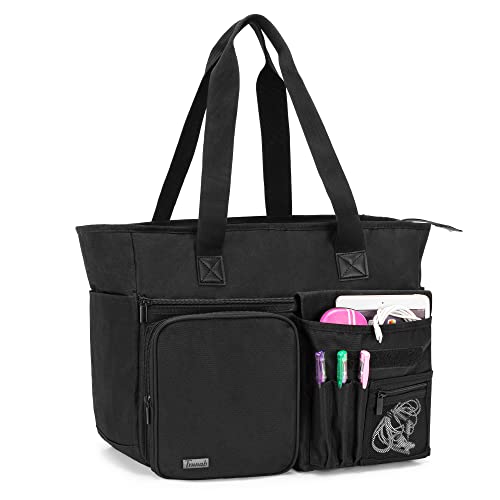 Trunab Nurse Tote Bag for Work with Padded 15.6” Laptop Sleeve, Black