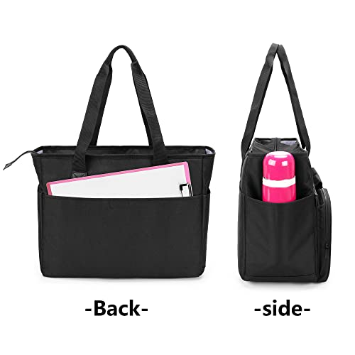 Trunab Nurse Tote Bag for Work with Padded 15.6” Laptop Sleeve, Black