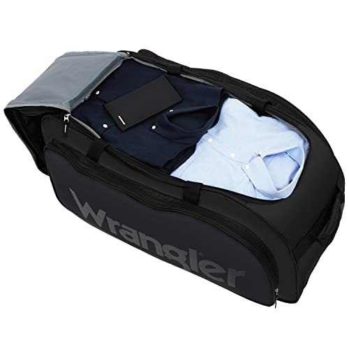 Wrangler Wesley Rolling Duffel Bag, Black, Large 30-Inch