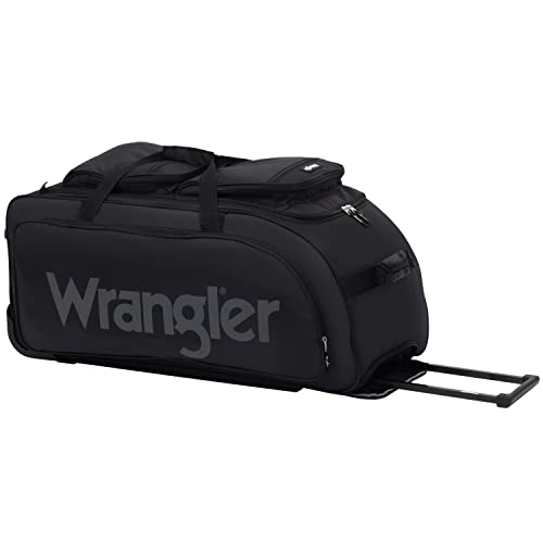 Wrangler Wesley Rolling Duffel Bag, Black, Large 30-Inch