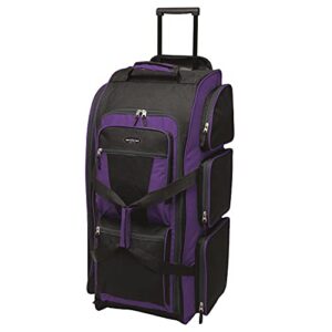travelers club xpedition 30 inch multi-pocket upright rolling duffel bag, purple, 30″ suitcase