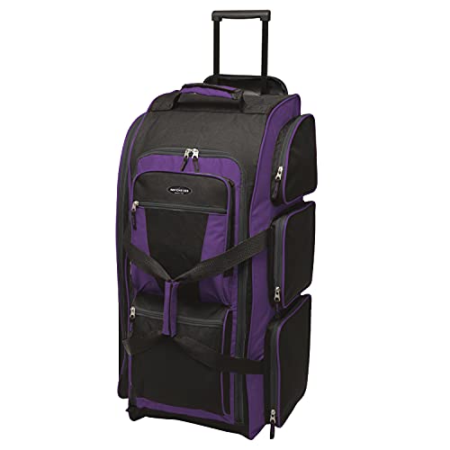 Travelers Club Xpedition 30 Inch Multi-Pocket Upright Rolling Duffel Bag, Purple, 30" Suitcase