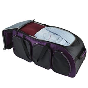 Travelers Club Xpedition 30 Inch Multi-Pocket Upright Rolling Duffel Bag, Purple, 30" Suitcase