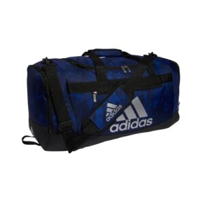 adidas defender 4 medium duffel bag, stone wash team royal blue/black/silver metallic, one size