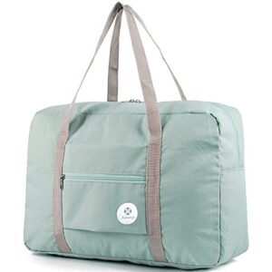 narwey for spirit airlines foldable travel duffel bag tote carry on luggage sport duffle weekender overnight for women and girls (1112 mint green)