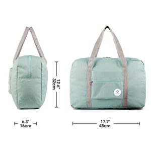 Narwey For Spirit Airlines Foldable Travel Duffel Bag Tote Carry on Luggage Sport Duffle Weekender Overnight for Women and Girls (1112 Mint Green)