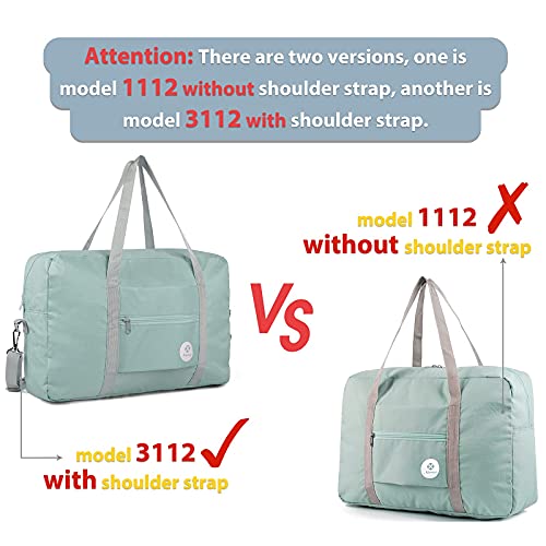 Narwey For Spirit Airlines Foldable Travel Duffel Bag Tote Carry on Luggage Sport Duffle Weekender Overnight for Women and Girls (1112 Mint Green)