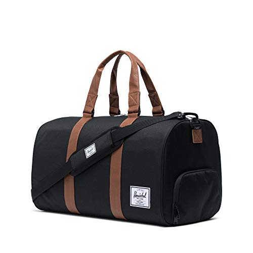 Herschel Novel Duffel Bag, Black/Tan Synthetic Leather, Classic 42.5L