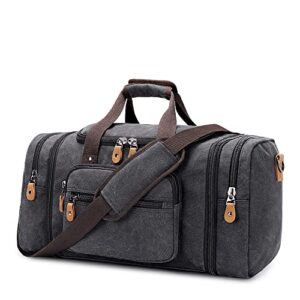 gonex canvas duffle bag for travel, 50l duffel overnight weekend bag (dark gray)