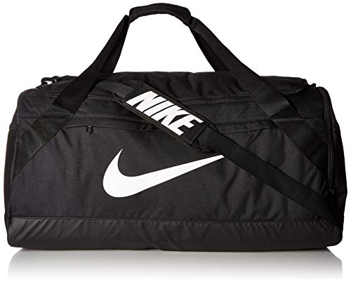 NIKE Brasilia Duffel Bag, Black/Black/White, Large