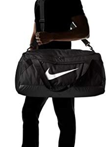 NIKE Brasilia Duffel Bag, Black/Black/White, Large