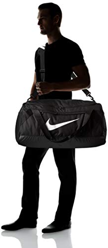 NIKE Brasilia Duffel Bag, Black/Black/White, Large