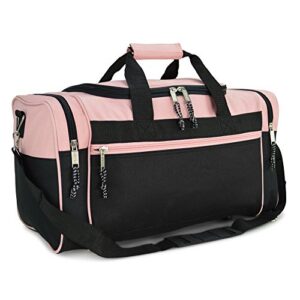 dalix 21″ blank sports duffle bag gym bag travel duffel with adjustable strap in pink