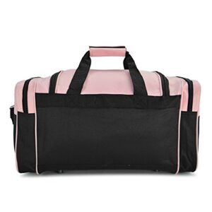 DALIX 21" Blank Sports Duffle Bag Gym Bag Travel Duffel with Adjustable Strap in Pink