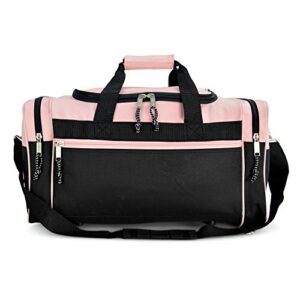 DALIX 21" Blank Sports Duffle Bag Gym Bag Travel Duffel with Adjustable Strap in Pink