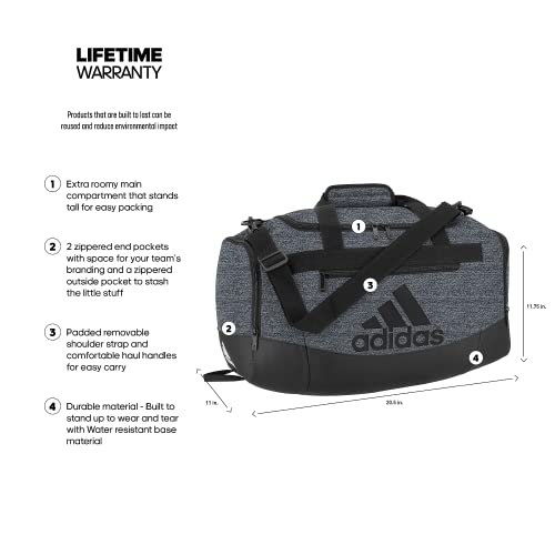 adidas Defender 4 Small Duffel Bag, Jersey Onix Grey/Black, One Size