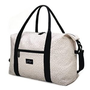 jadyn lola travel bag, weekender/overnight duffel, gym tote bag for women (desert leopard)