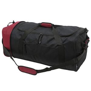 tprc 32-inch collapsible expandble travel rolling duffel bag, black/red