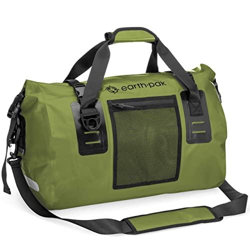 Earth Pak Waterproof Duffel Bag- Perfect for Any Kind of Travel, Lightweight, 50L & 70L Sizes, Large Storage Space, Durable Straps and Handles, Heavy Duty Material to Keep Your Gear Safe (Green, 50L)