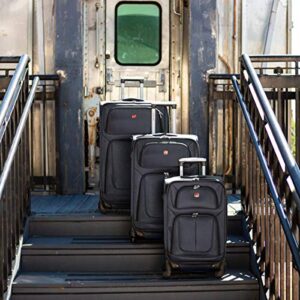SwissGear Sion Softside Expandable Roller Luggage, Dark Grey, Checked-Medium 25-Inch