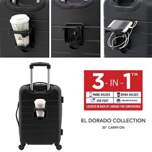 Wrangler 20" Smart Spinner Carry-On Luggage With Usb Charging Port ,Black