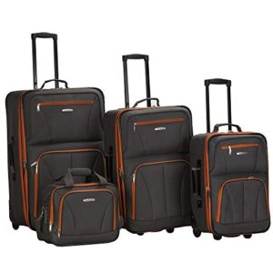 rockland journey softside upright luggage set, charcoal, 4-piece (14/19/24/28)