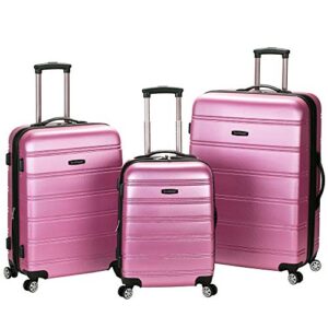 rockland melbourne hardside expandable spinner wheel luggage, pink, 3-piece set (20/24/28)