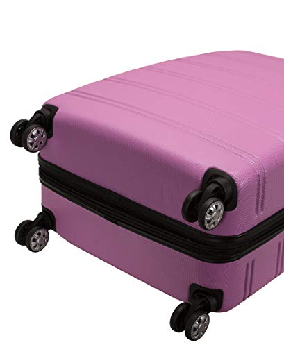 Rockland Melbourne Hardside Expandable Spinner Wheel Luggage, Pink, 3-Piece Set (20/24/28)