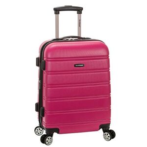 rockland melbourne hardside expandable spinner wheel luggage, magenta, carry-on 20-inch