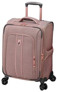 london fog newcastle softside expandable spinner luggage, rose charcoal herringbone, carry-on 20-inch