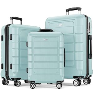 showkoo luggage sets expandable pc+abs durable suitcase double wheels tsa lock mint green­