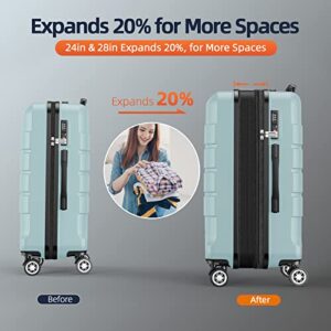 SHOWKOO Luggage Sets Expandable PC+ABS Durable Suitcase Double Wheels TSA Lock Mint Green­