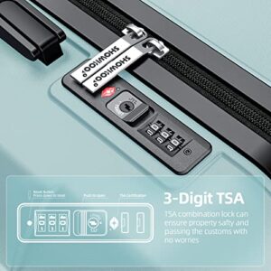 SHOWKOO Luggage Sets Expandable PC+ABS Durable Suitcase Double Wheels TSA Lock Mint Green­