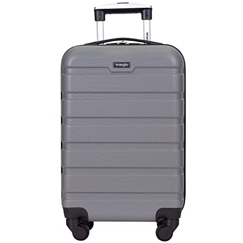 Wrangler Hardside Carry-On Spinner Luggage, Charcoal Grey, 20-Inch