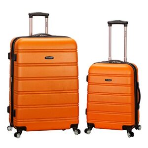 rockland melbourne hardside expandable spinner wheel luggage, orange, 2-piece set (20/28)