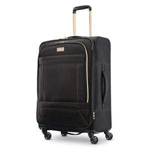 american tourister belle voyage softside luggage with spinner wheels, black, checked-medium 25-inch