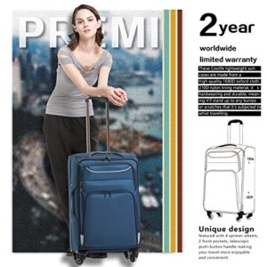 Coolife Luggage 3 Piece Set Suitcase Spinner Softshell lightweight (blue+sliver)