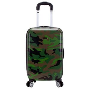 rockland safari hardside spinner wheel luggage, camouflage, carry-on 20-inch