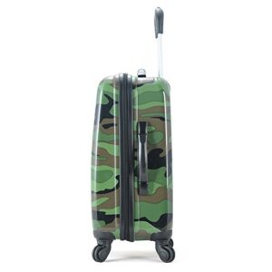 Rockland Safari Hardside Spinner Wheel Luggage, Camouflage, Carry-On 20-Inch