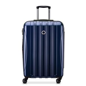 delsey paris helium aero hardside expandable luggage with spinner wheels, blue cobalt, checked-medium 25 inch