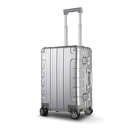 Bamboo Wolf 24-inch Aluminum-Magnesium Alloy Carry-on Luggage Hardside Suitcase, Built-In TSA Lock, Zipperless Fashion with Spinner Wheels for Travel / Business, Silver