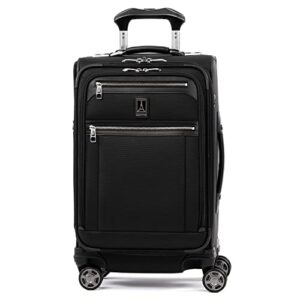 travelpro platinum elite softside expandable luggage, 8 wheel spinner suitcase, tsa lock, men and women, shadow black, carry-on 21-inch