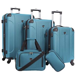 travelers club chicago hardside expandable spinner luggage, teal, 20″ carry-on