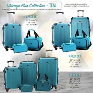Travelers Club Chicago Hardside Expandable Spinner Luggage, Teal, 20" Carry-On