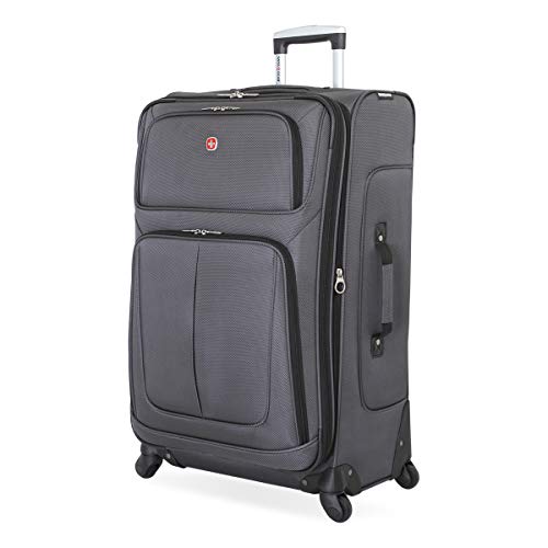 SwissGear Sion Softside Expandable Roller Luggage, Dark Grey, Checked-Large 29-Inch