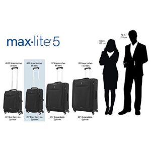 Travelpro Maxlite 5 Softside Expandable Luggage with 4 Spinner Wheels, Lightweight Suitcase, Men and Women, Black, Carry-on 21-Inch