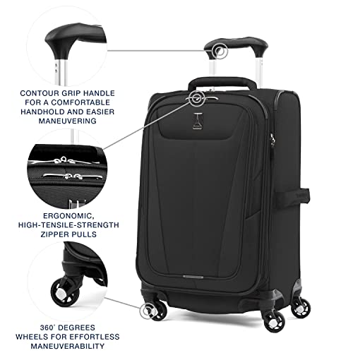 Travelpro Maxlite 5 Softside Expandable Luggage with 4 Spinner Wheels, Lightweight Suitcase, Men and Women, Black, Carry-on 21-Inch